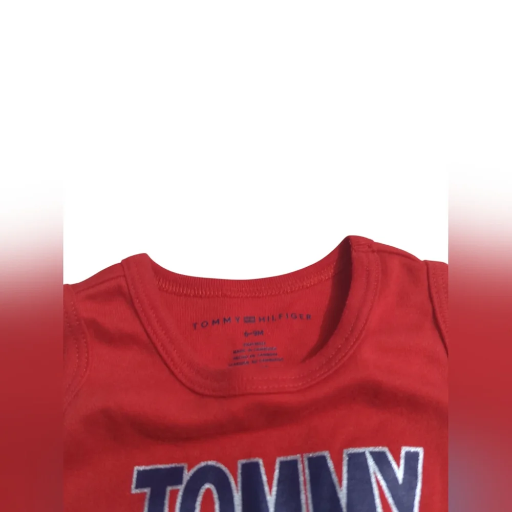 Tommy Hilfiger Red Infant Bodysuit Size 6-9 Months.